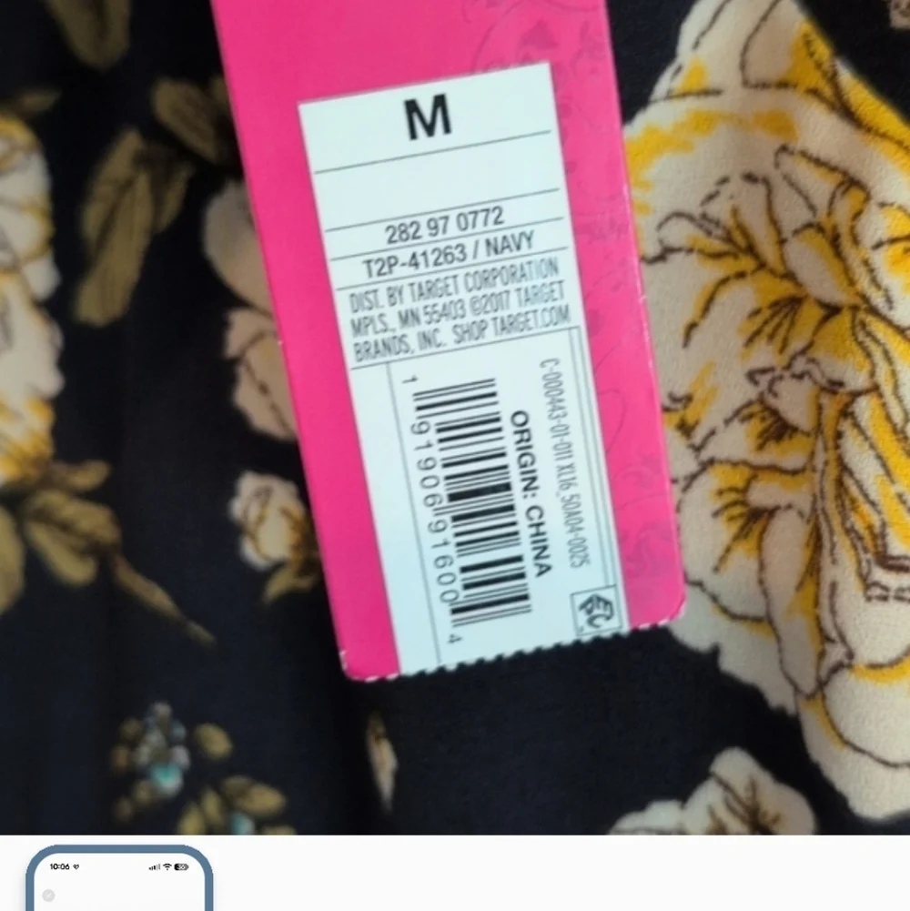 NWT Spring Navy Blue Jumpsuit with Yellow-Gold Floral print Slit - Picture 7 of 14